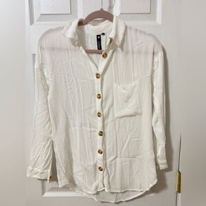 White Button-Up Casual Shirt